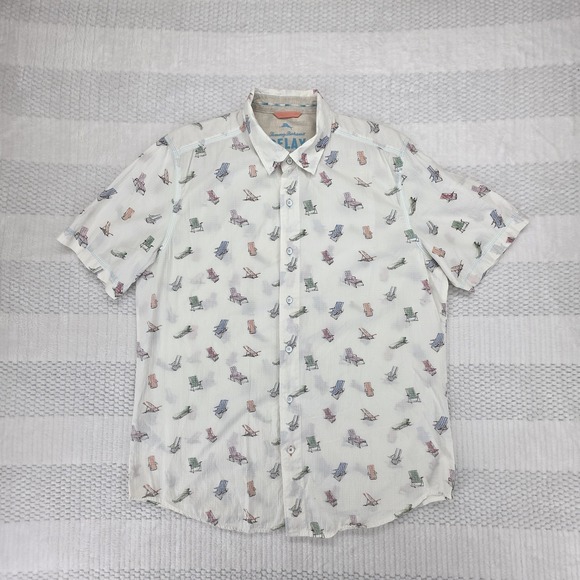 Tommy Bahama Shirt Mens Large White Button Down Beach Relax Island Modern Linen - Picture 6 of 9